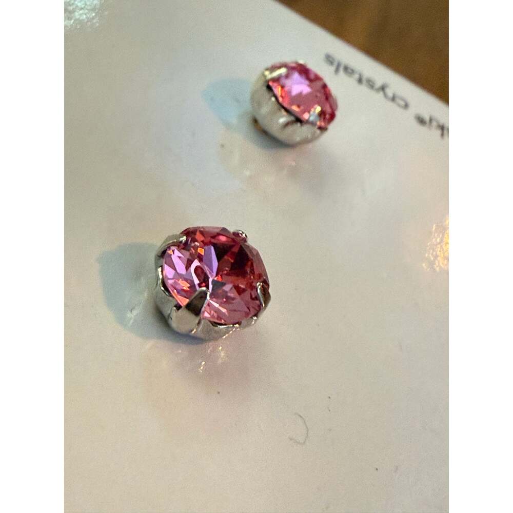 Pink Swarovski Crystal Laura Janelle Stud Earrings 6.5mm NWT